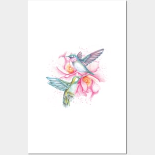 Hummingbirds on flowers Posters and Art